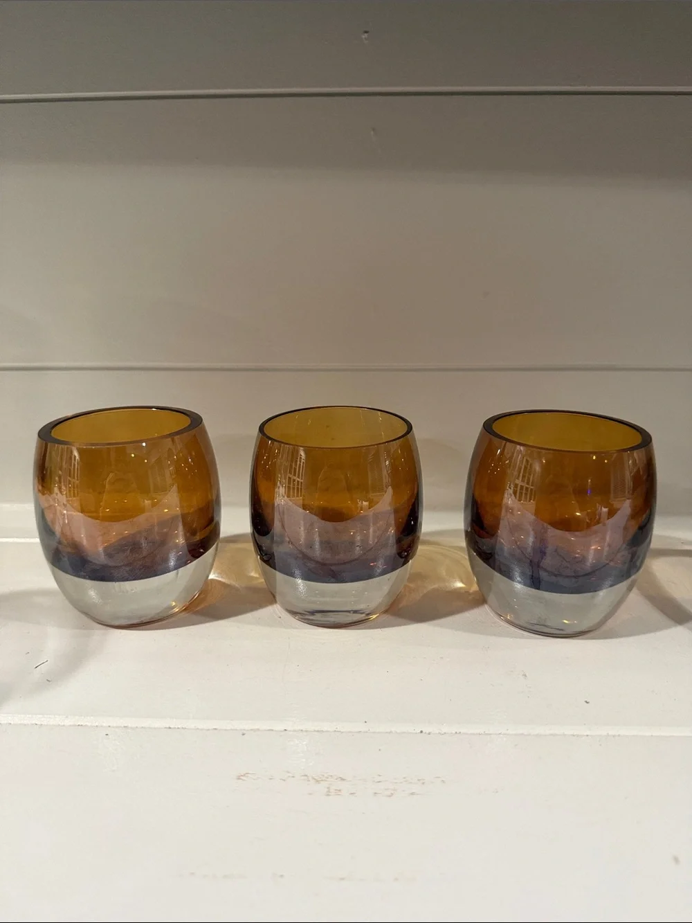 Mikasa Solaris Amber and Clear Rounded Glasses - Set of 3